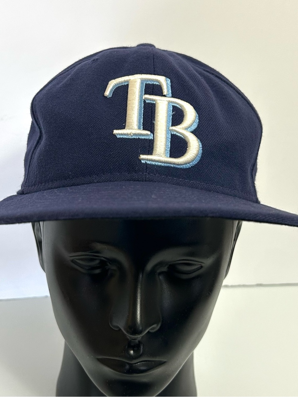 Vintage MLB TampaBay Rays Baseball Hat Fitted 7 1/4 Navy Blue Made in USA